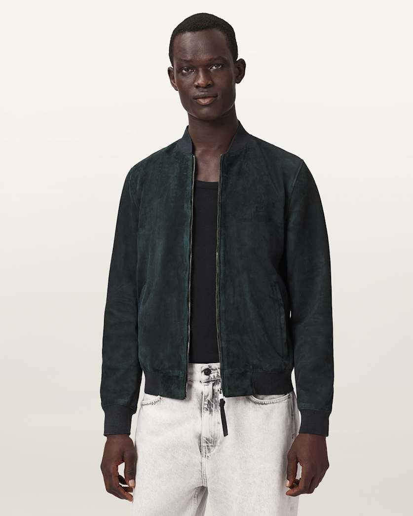 AllSaints Morten Relaxed Fit Suede Bomber Jacket Karoo Brown