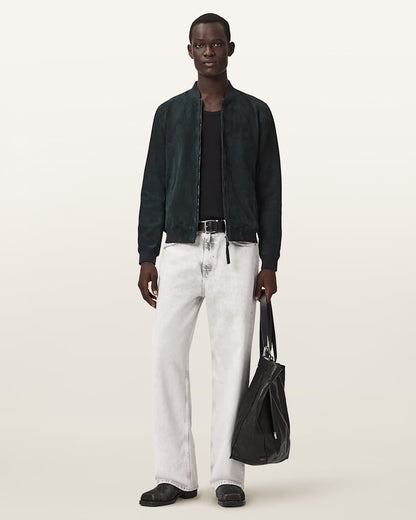 AllSaints Morten Relaxed Fit Suede Bomber Jacket Karoo Brown