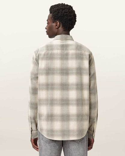AllSaints Yuki Ramskull Check Shirt Sandshell Taupe