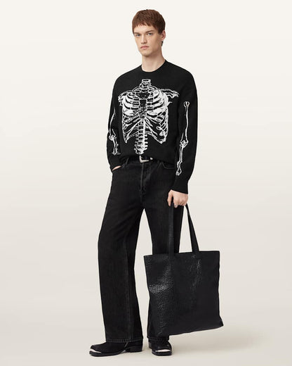 AllSaints Skelli Crew Neck Wool Sweater Black