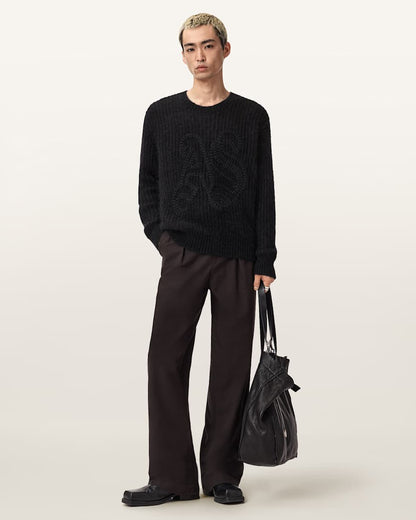 AllSaints Chainy Embroidered Sweater Black