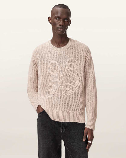 AllSaints Chainy Embroidered Sweater Black