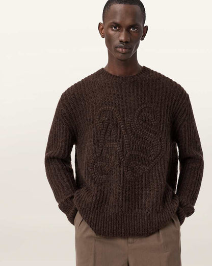 AllSaints Chainy Embroidered Sweater Black