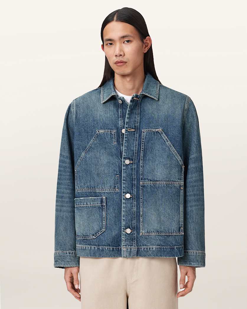 AllSaints Mukesh Denim Jacket Mid Indigo