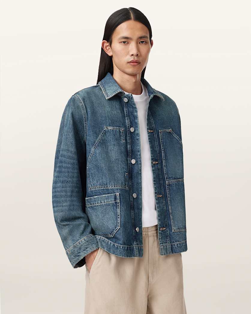 AllSaints Mukesh Denim Jacket Mid Indigo