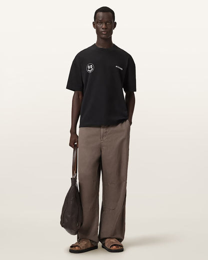 AllSaints Spinner Oversized Short Sleeve Graphic T Shirt Washed Black