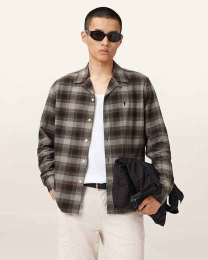 AllSaints Iniko Ramskull Relaxed Shirt Mole Brown