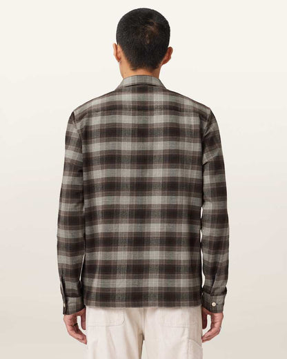AllSaints Iniko Ramskull Relaxed Shirt Mole Brown