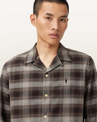 AllSaints Iniko Ramskull Relaxed Shirt Mole Brown