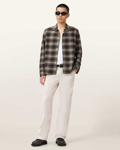 AllSaints Iniko Ramskull Relaxed Shirt Mole Brown
