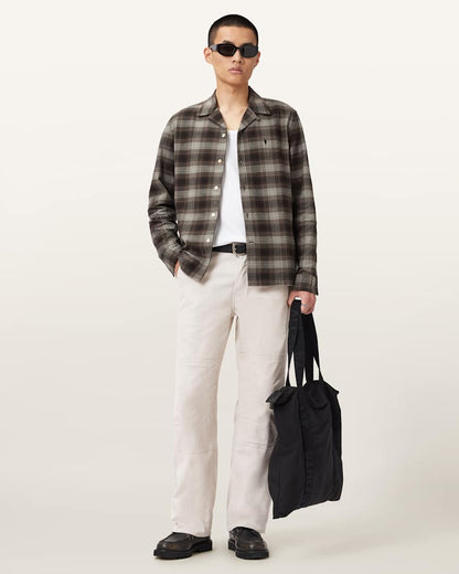 AllSaints Iniko Ramskull Relaxed Shirt Mole Brown