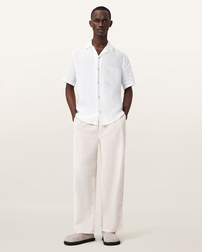 AllSaints Tri Embroidered Linen Shirt Ecru