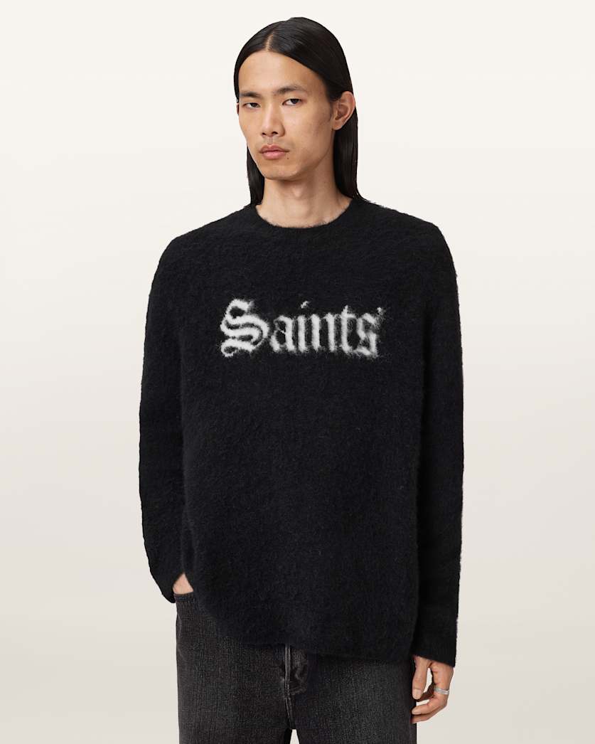AllSaints Saints Wool Blend Sweater Black/Chalk White