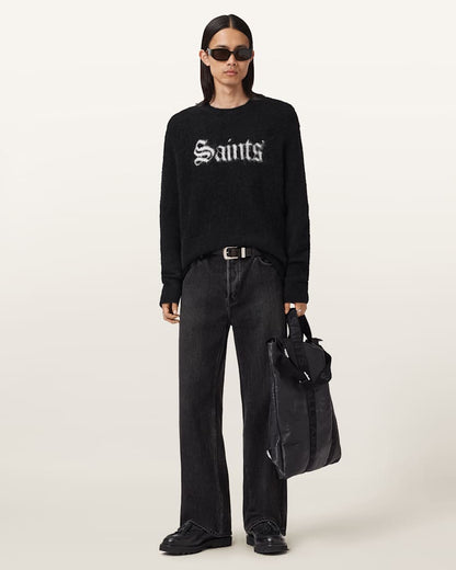 AllSaints Saints Wool Blend Sweater Black/Chalk White