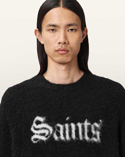 AllSaints Saints Wool Blend Sweater Black/Chalk White