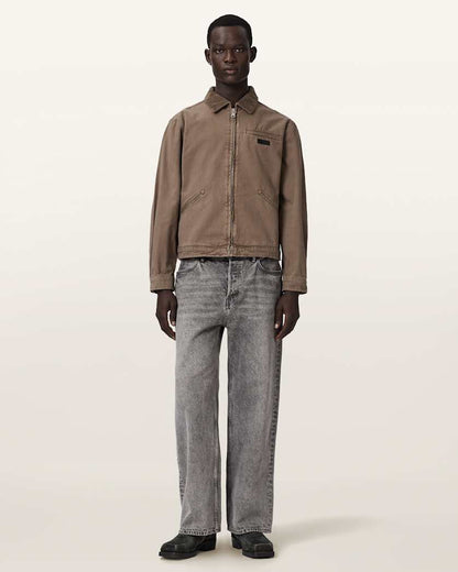 AllSaints Korey Relaxed Fit Canvas Jacket Mire Brown