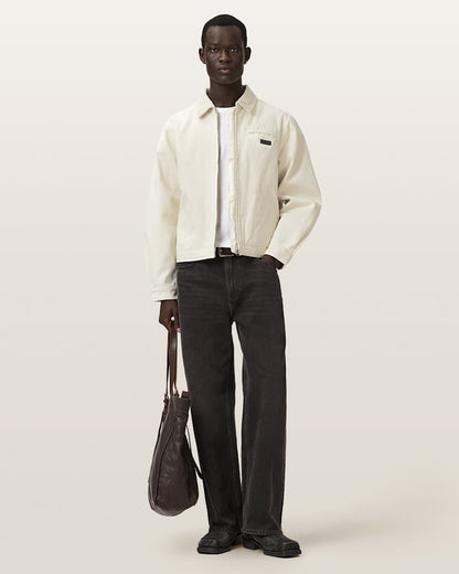 AllSaints Korey Borg Lined Relaxed Fit Jacket Pebble White