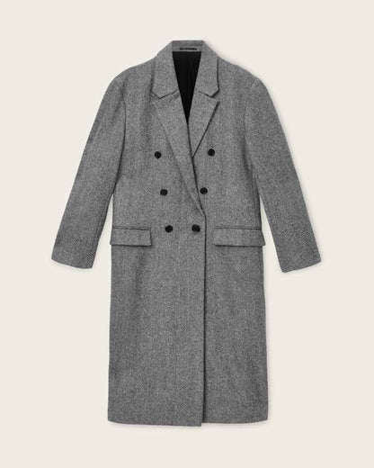 AllSaints Ezra Oversized Wool Coat Black/White