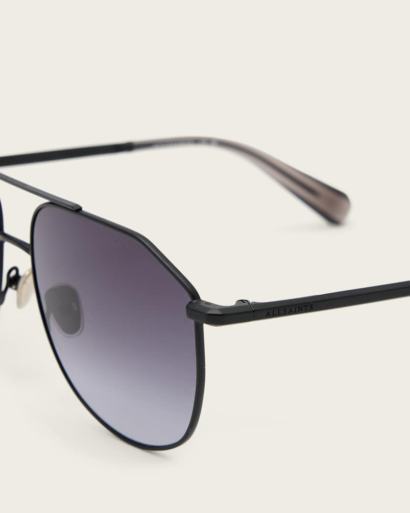 AllSaints Moe Aviator Sunglasses Women's Matte Black Women's