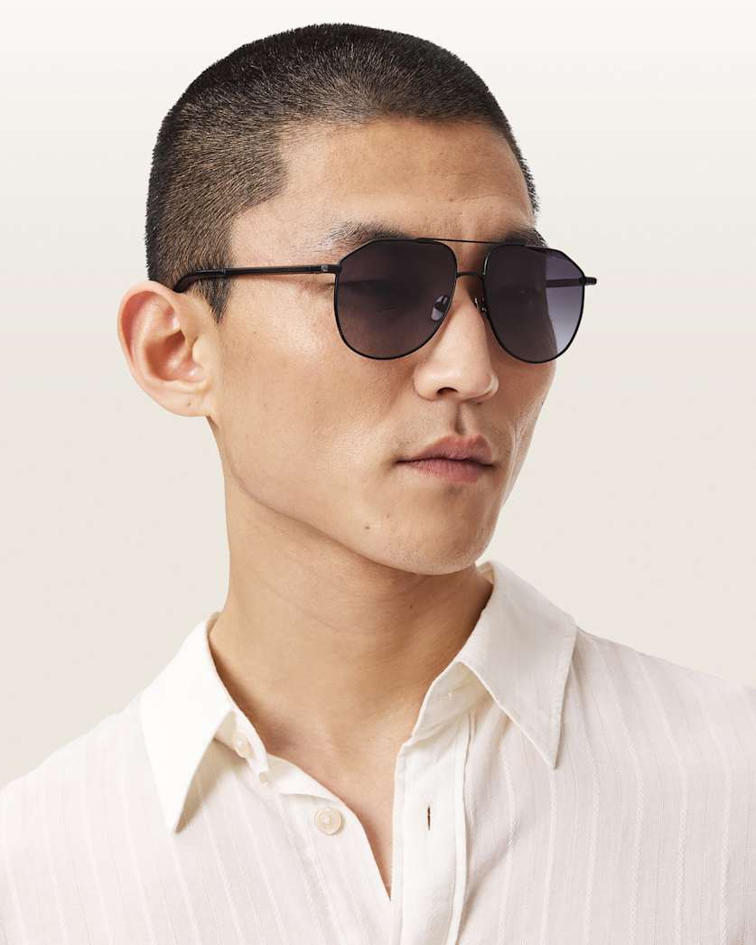 AllSaints Moe Aviator Sunglasses Women's Matte Black Women's
