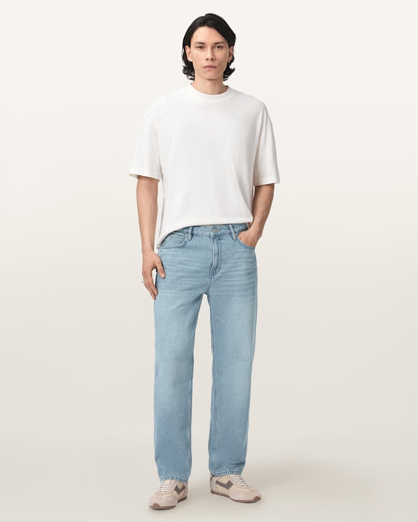 AllSaints Reid Straight Fit Denim Jeans Ice Indigo