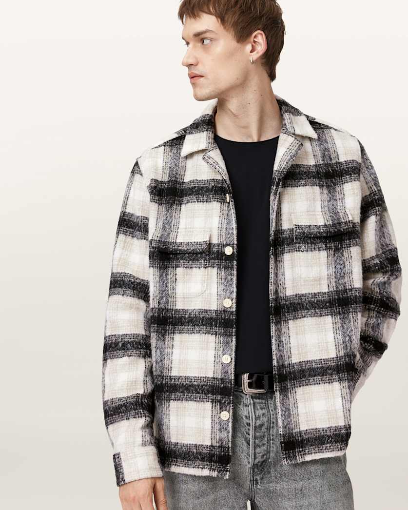 AllSaints Lapse Long Sleeve Shirt Black/Grey