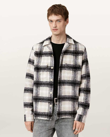 AllSaints Lapse Long Sleeve Shirt Black/Grey