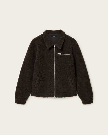 AllSaints Otis Sleeveless Sherpa Jacket Dark Khaki Green