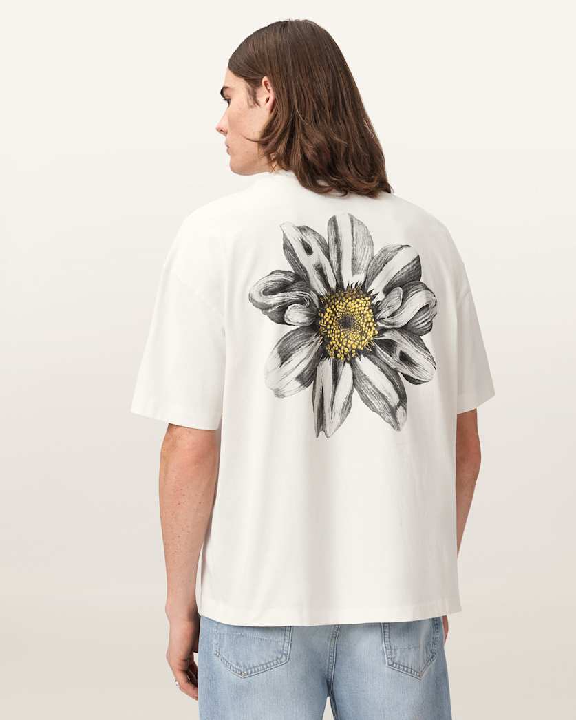 AllSaints Petals Oversized Short Sleeve Graphic T Shirt Washed Black