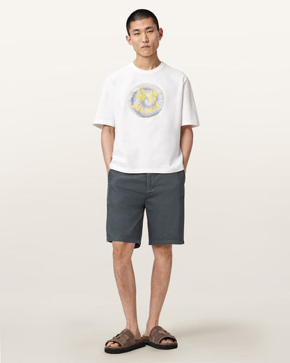 AllSaints Corbett Relaxed Fit Linen Blend Shorts Canis Grey