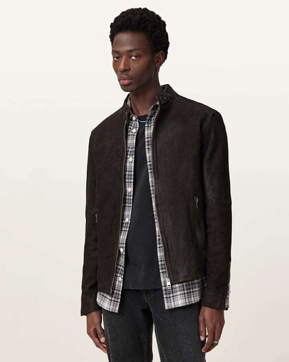 AllSaints Cora Suede Jacket Anthracite Grey