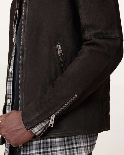 AllSaints Cora Suede Jacket Anthracite Grey