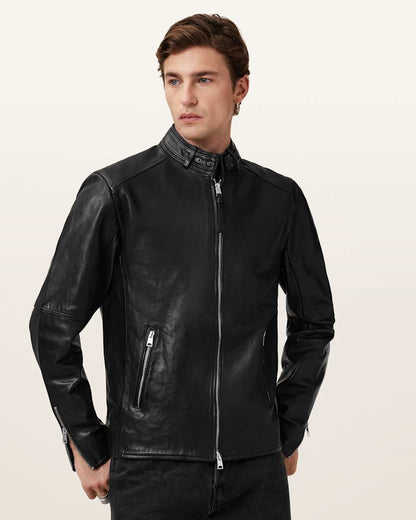 AllSaints Cora Leather Jacket Jet Black