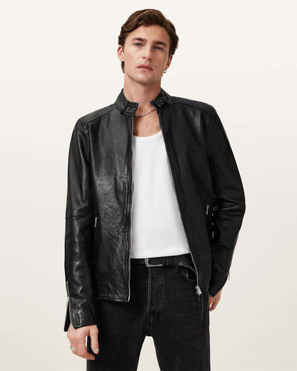 AllSaints Cora Leather Jacket Jet Black