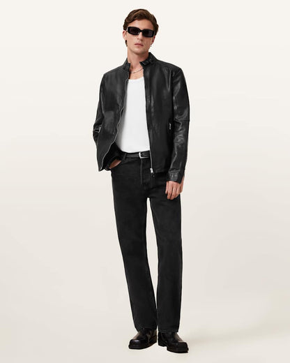 AllSaints Cora Leather Jacket Jet Black