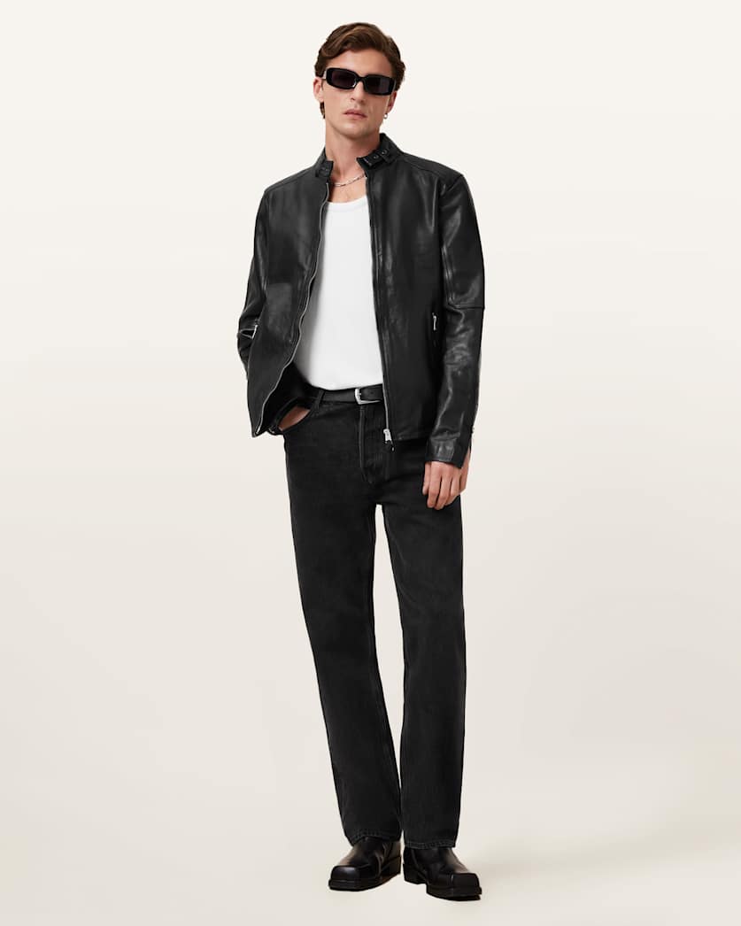 AllSaints Cora Leather Jacket Jet Black