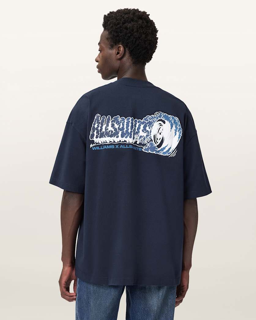 AllSaints Williams X Allsaints Burnout Crew Neck T Shirt Williams Blue