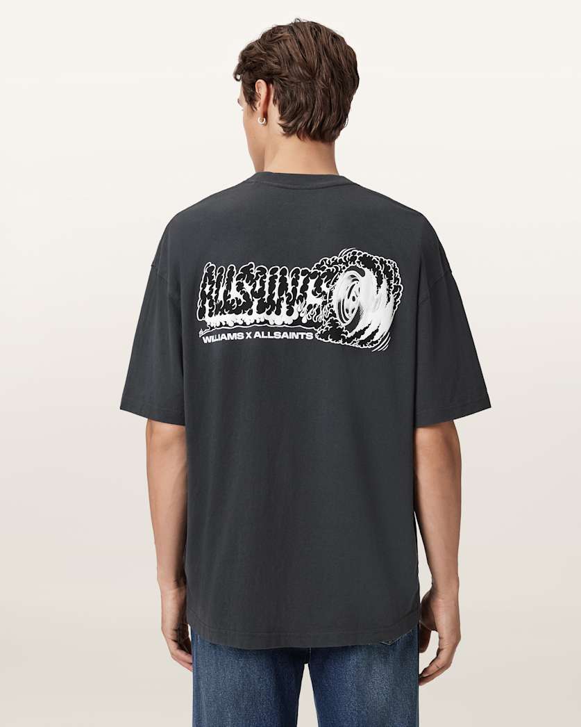 AllSaints Williams X Allsaints Burnout Crew Neck T Shirt Williams Blue