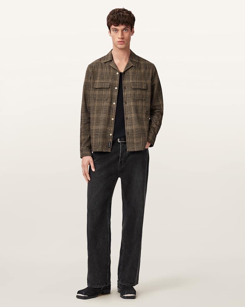 AllSaints Saru Relaxed Check Shirt Black/Brown