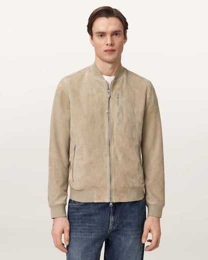 AllSaints Kemble Suede Bomber Jacket Black