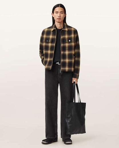 AllSaints Mathers Check Jacket Trail Brown