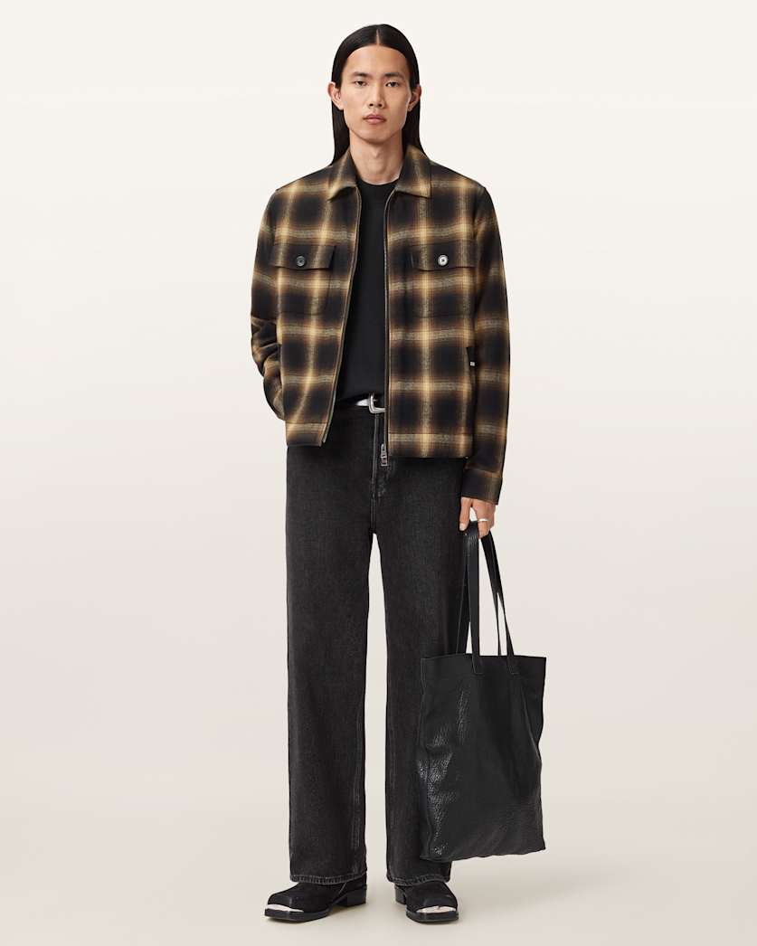 AllSaints Mathers Check Jacket Trail Brown