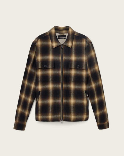 AllSaints Mathers Check Jacket Trail Brown