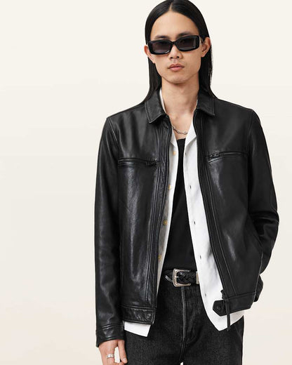 AllSaints Luck Leather Jacket Black