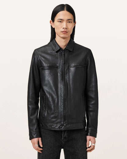 AllSaints Luck Leather Jacket Black