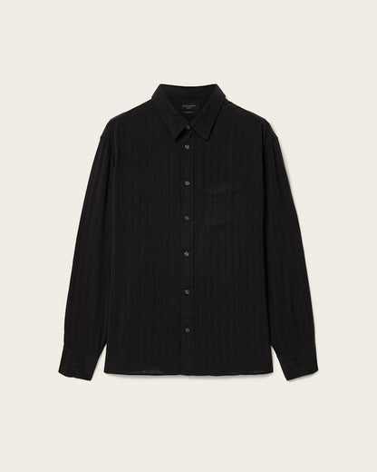 AllSaints Carlyle Long Sleeve Oversized Shirt Borg Brown
