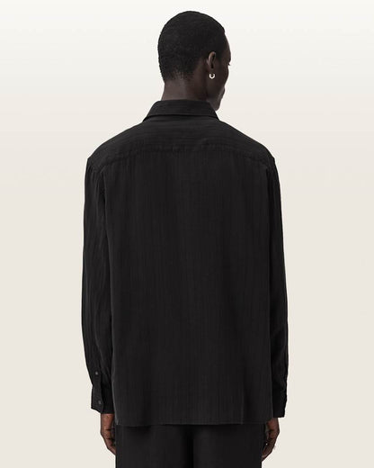 AllSaints Carlyle Long Sleeve Oversized Shirt Borg Brown