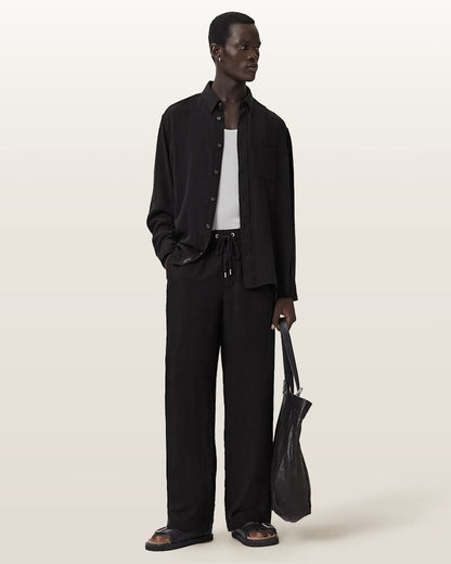 AllSaints Carlyle Long Sleeve Oversized Shirt Borg Brown