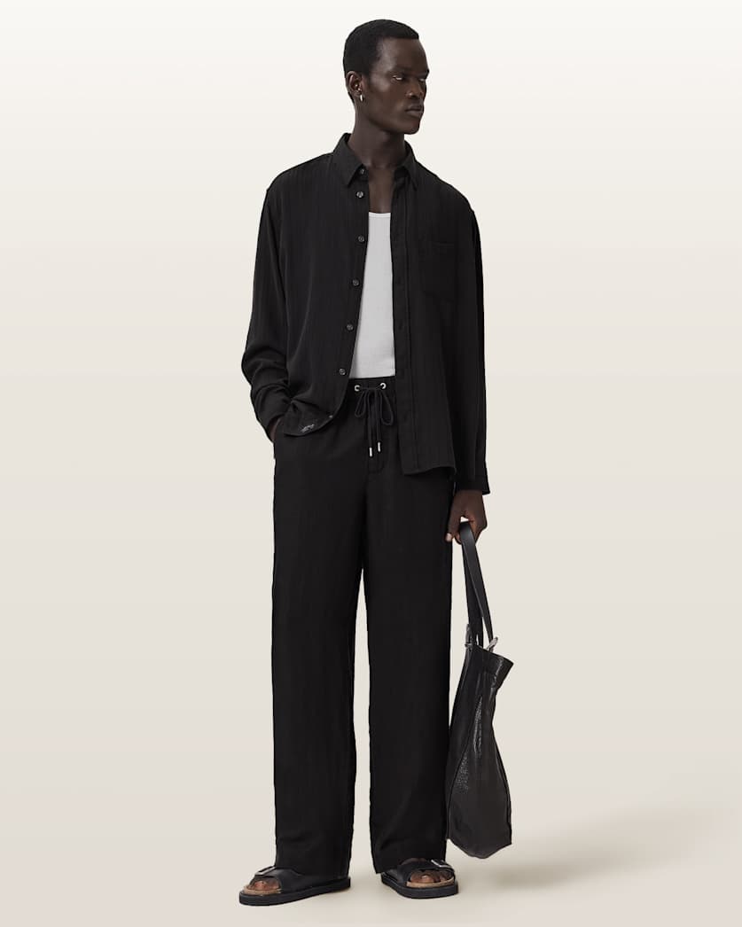 AllSaints Carlyle Long Sleeve Oversized Shirt Borg Brown