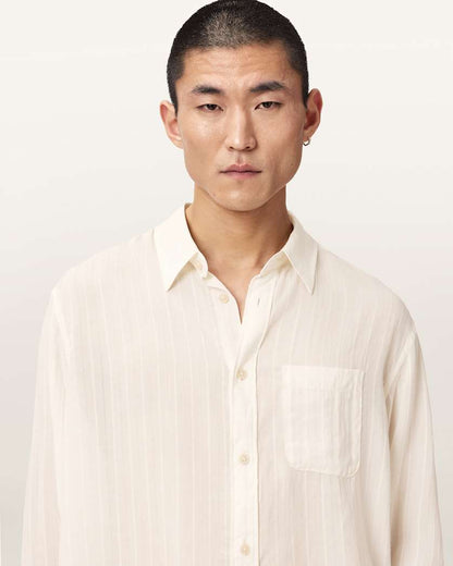 AllSaints Carlyle Oversized Long Sleeve Shirt Ivory White